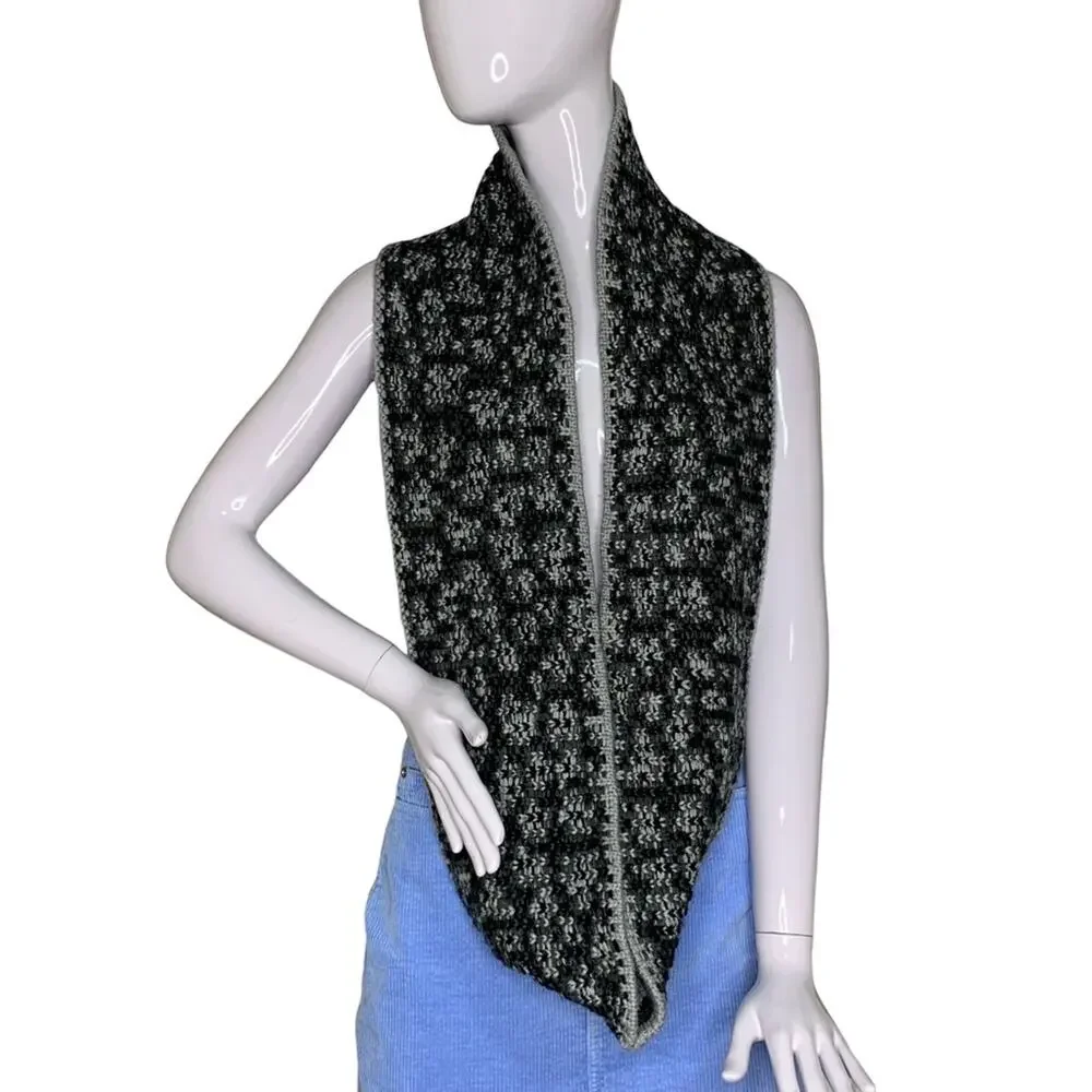 Betsey Johnson Animal Print Infinity Scarf Gray and Black Fine Knit